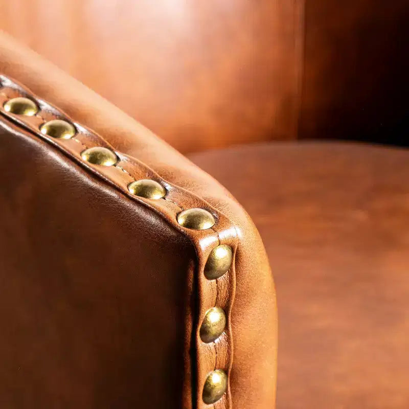 Flash Furniture Poltrona Club Myles con Base Girevole a 360° in Metallo e Rivestimento con Rifiniture Decorative con Borchie