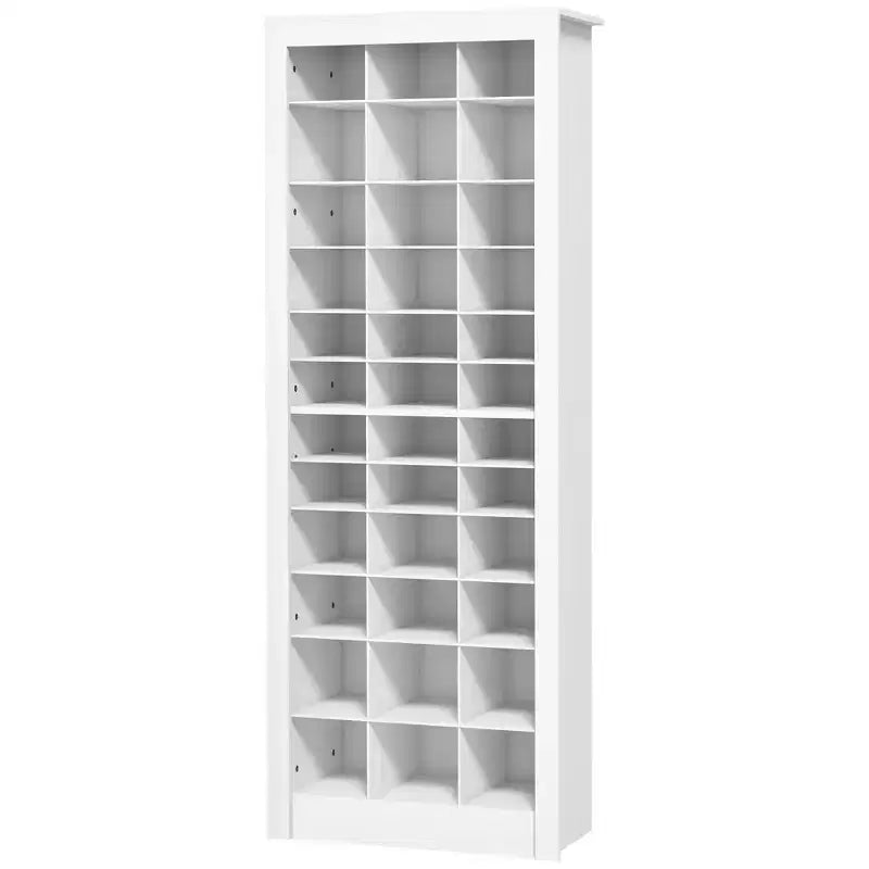 HOMCOM Scarpiera Stretta 71" per Ingresso, Scarpiera Alta con 3 Altezze di Cubi Aperti per 36 Paia di Scarpe per Corridoio, Bianca