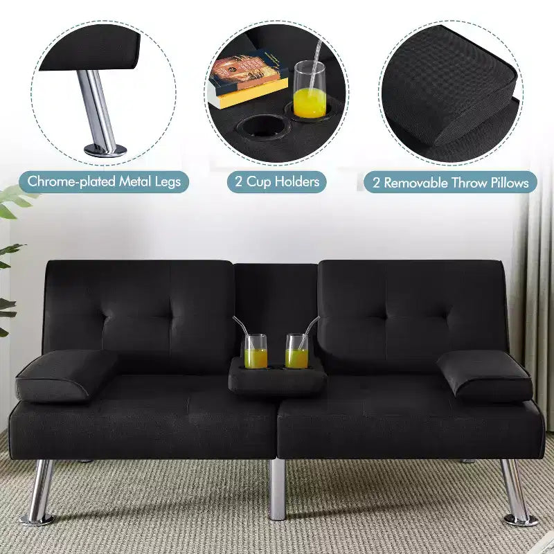 Divano Letto Futon Convertibile in Tessuto Yaheetech