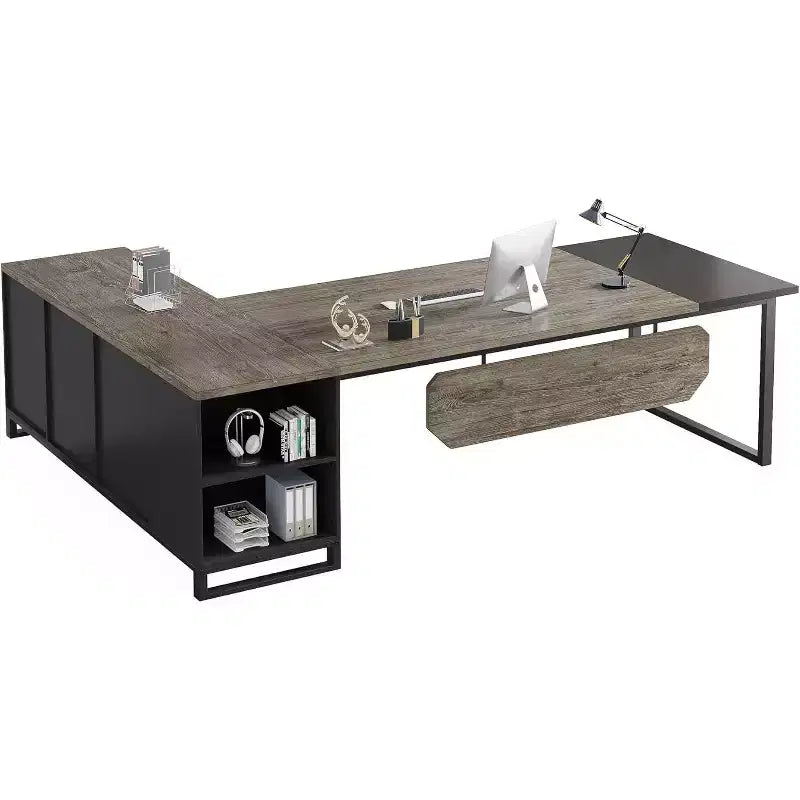Lantine Scrivania Direzionale a L da 70,8" con Mobile Classificatore da 55"