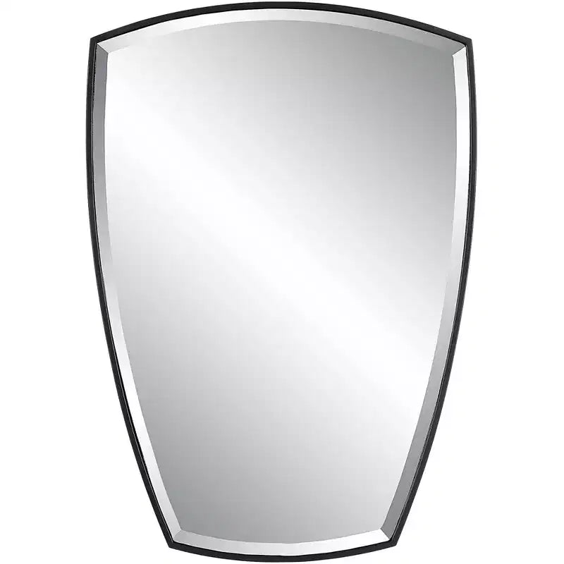 Uttermost Crest Satin Black 25 1/4 x 36 Shield Wall Mirror