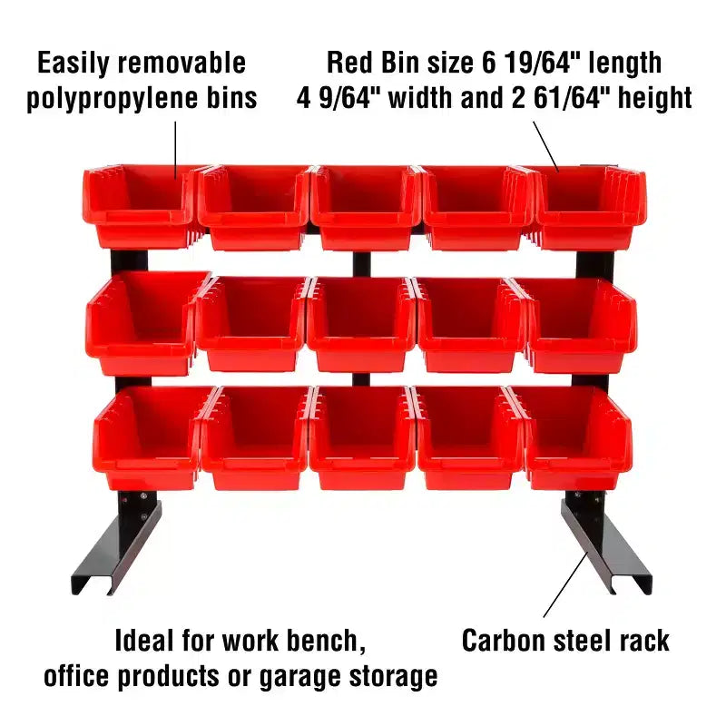Scaffale Organizer a 15 Scomparti - Robusto Acciaio al Carbonio con Cassetti Impilabili in Plastica per Utensili, Ferramenta, Artigianato, Forniture per Ufficio e altro ancora di Stalwart
