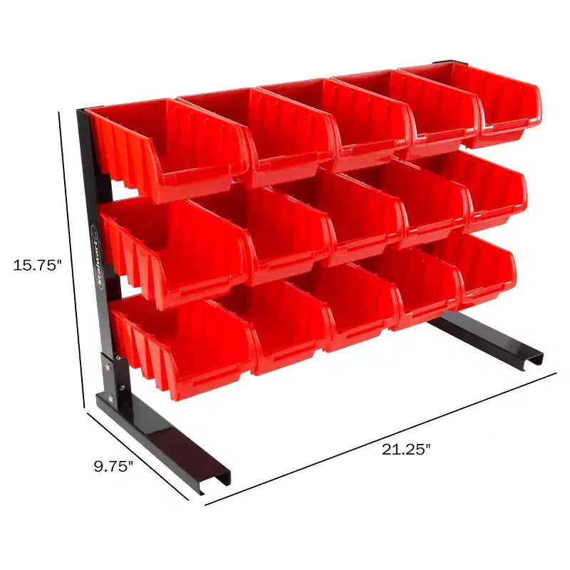 Scaffale Organizer a 15 Scomparti - Robusto Acciaio al Carbonio con Cassetti Impilabili in Plastica per Utensili, Ferramenta, Artigianato, Forniture per Ufficio e altro ancora di Stalwart