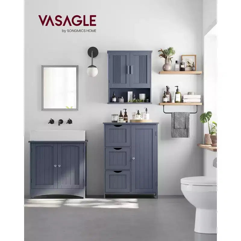 VASAGLE Mobiletto da Bagno a Terra, Mobile da Bagno Indipendente, con 3 Grandi Cassetti e 1 Ripiano Regolabile, 30 x 60 x 81 cm