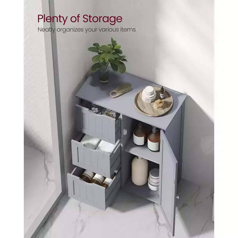 VASAGLE Mobiletto da Bagno a Terra, Mobile da Bagno Indipendente, con 3 Grandi Cassetti e 1 Ripiano Regolabile, 30 x 60 x 81 cm