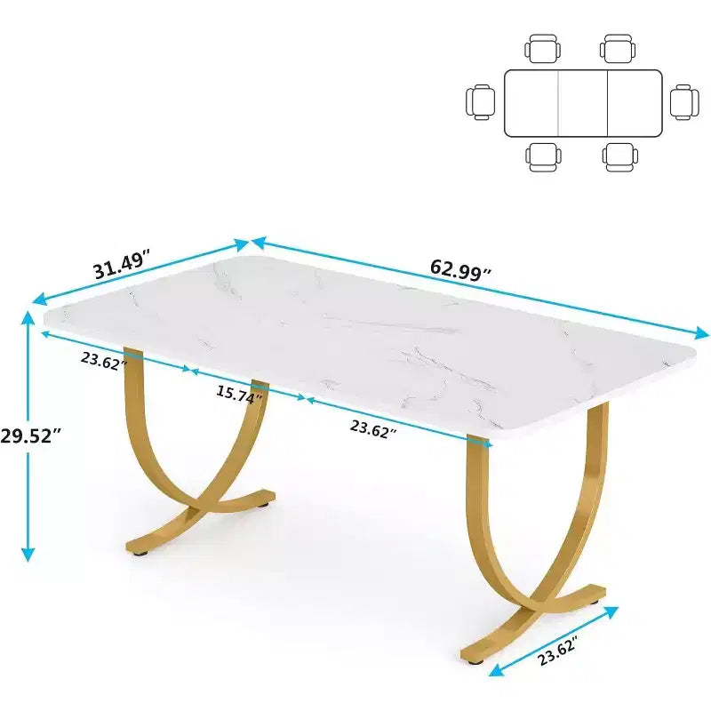 Tribesings Tavolo da Pranzo da 160 cm per 4 Persone, Tavolo da Cucina Rettangolare con Gambe in Metallo