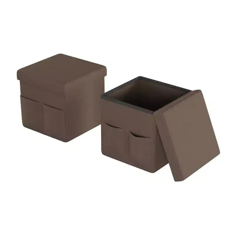 Hasting Home Set di 2 Pouf Pieghevoli con Tasche Portaoggetti