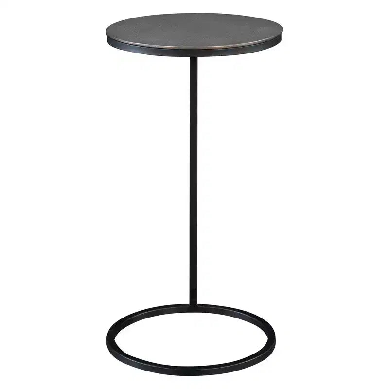 Tavolino rotondo accentato Uttermost Brunei 12 1/2W nero invecchiato nickel antico