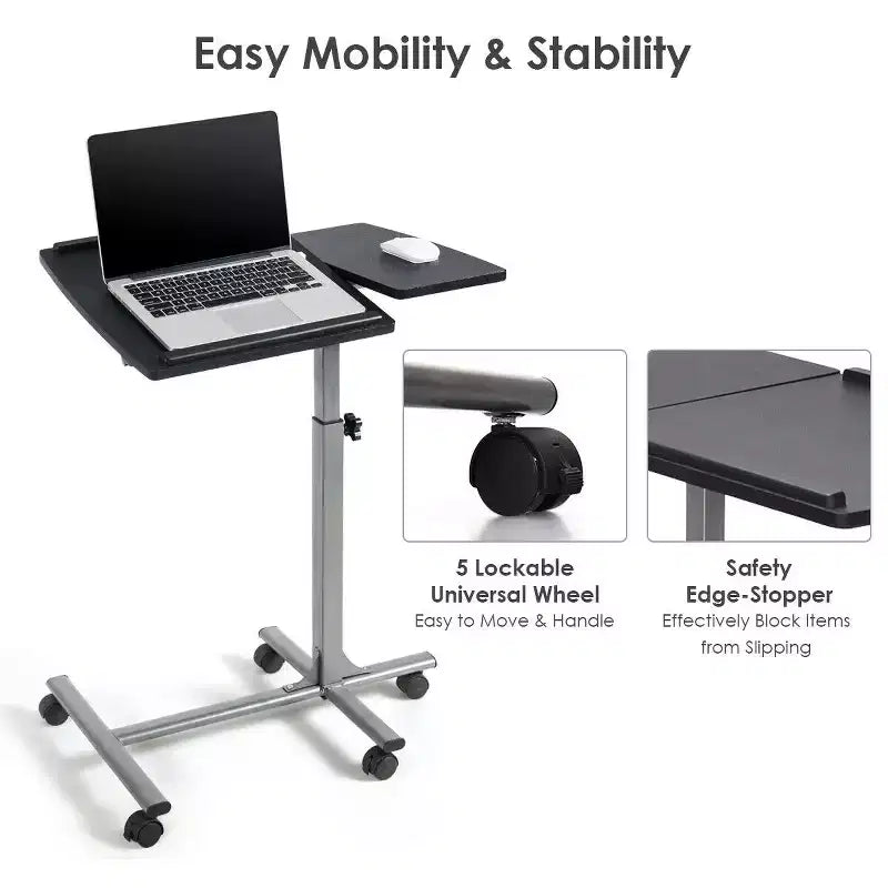 Scrivania mobile Costway regolabile in altezza, da seduti a in piedi, per laptop, bianca/nera