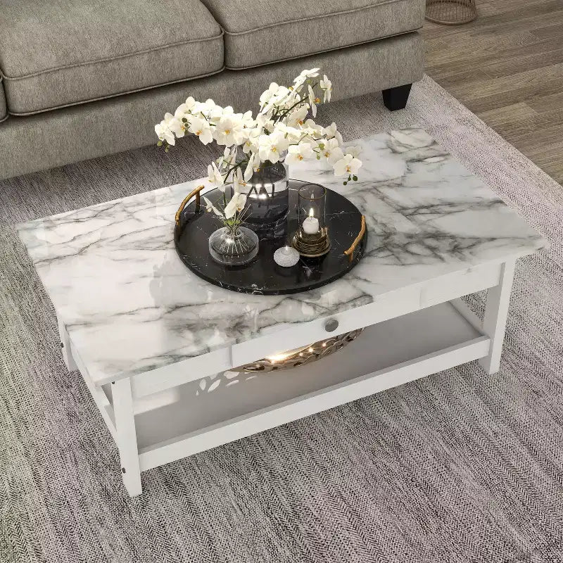 Set Tavolino da caffè e Tavolino d'appoggio Minsay Transizionale con piano in finto marmo 3 pezzi - HOMES: Inside + Out