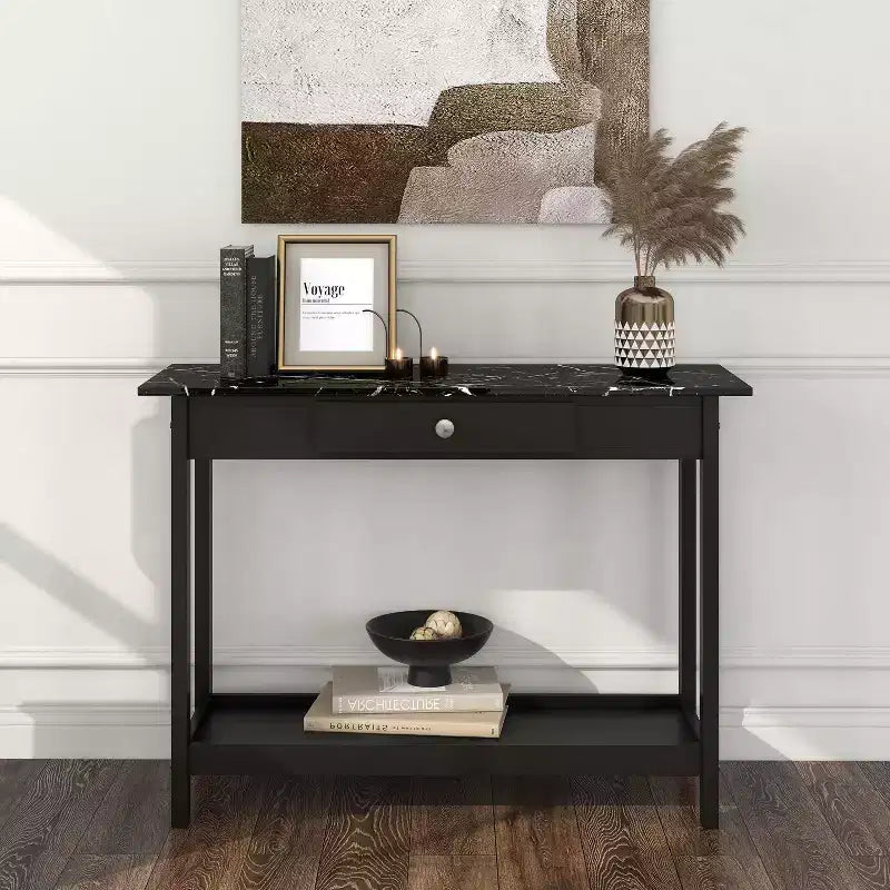 Tavolo consolle Minsay Transitional con cassetto e ripiano in finto marmo - HOMES: Inside + Out