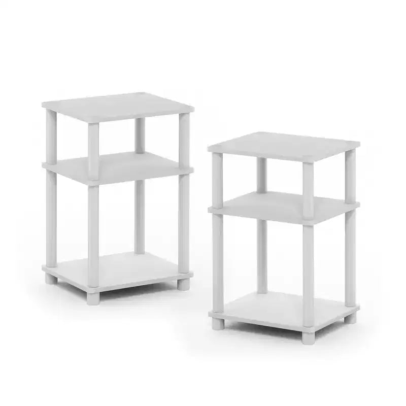 Furinno Comodino 2 Pezzi a 3 Livelli Nero/Bianco Reversibile Tavolino da Divano con Ripiano Aperto