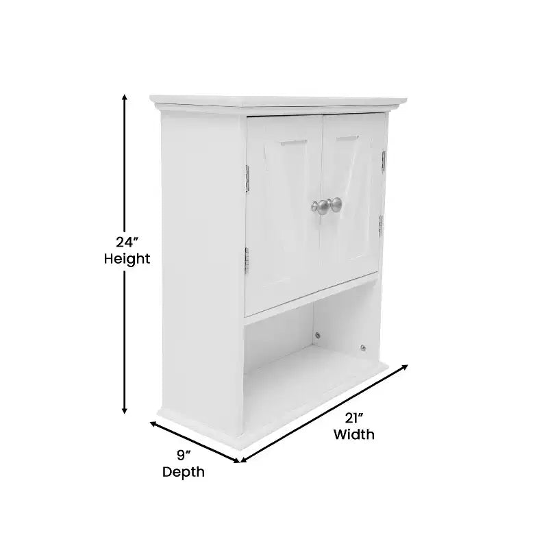 Flash Furniture Mobiletto da Bagno a Parete Dune con Chiusura Magnetica, Ripiano Regolabile e Ripiano Inferiore Aperto