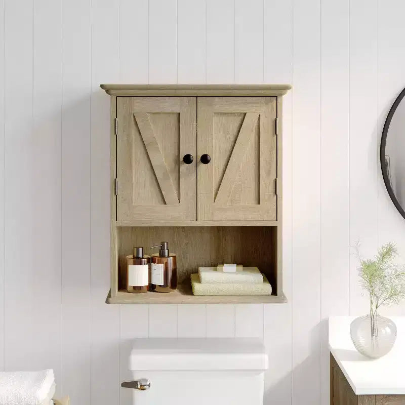 Flash Furniture Mobiletto da Bagno a Parete Dune con Chiusura Magnetica, Ripiano Regolabile e Ripiano Inferiore Aperto