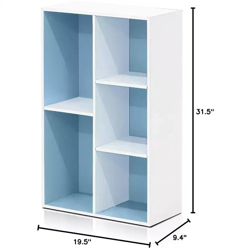 Libreria Furinno a 5 cubi reversibili con scomparti aperti, mobile organizer multiuso