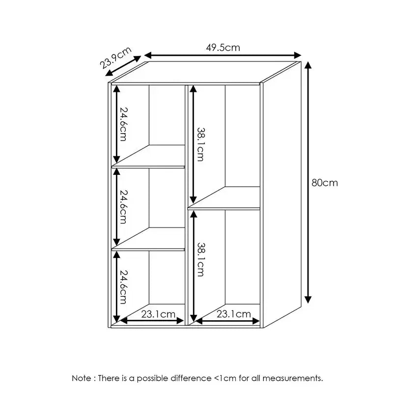 Libreria Furinno a 5 cubi reversibili con scomparti aperti, mobile organizer multiuso