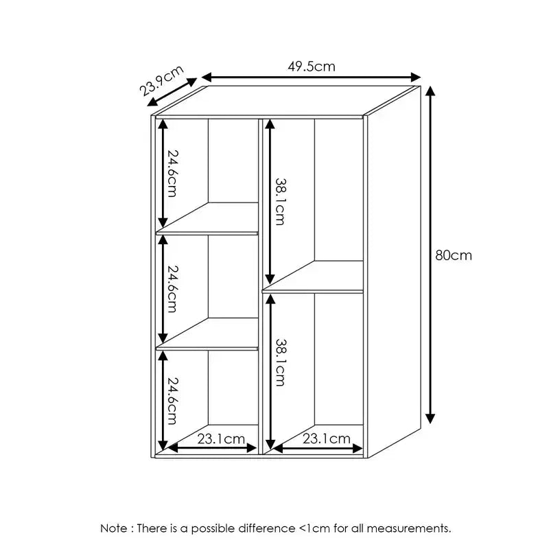 Libreria Furinno a 5 cubi reversibili con scomparti aperti, mobile organizer multiuso