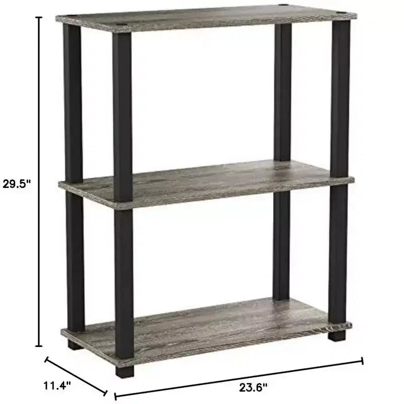 Furinno Scaffale a Scala Compatto Reversibile a 3 Ripiani, Scaffale Espositore Multiuso con Tubo Quadrato