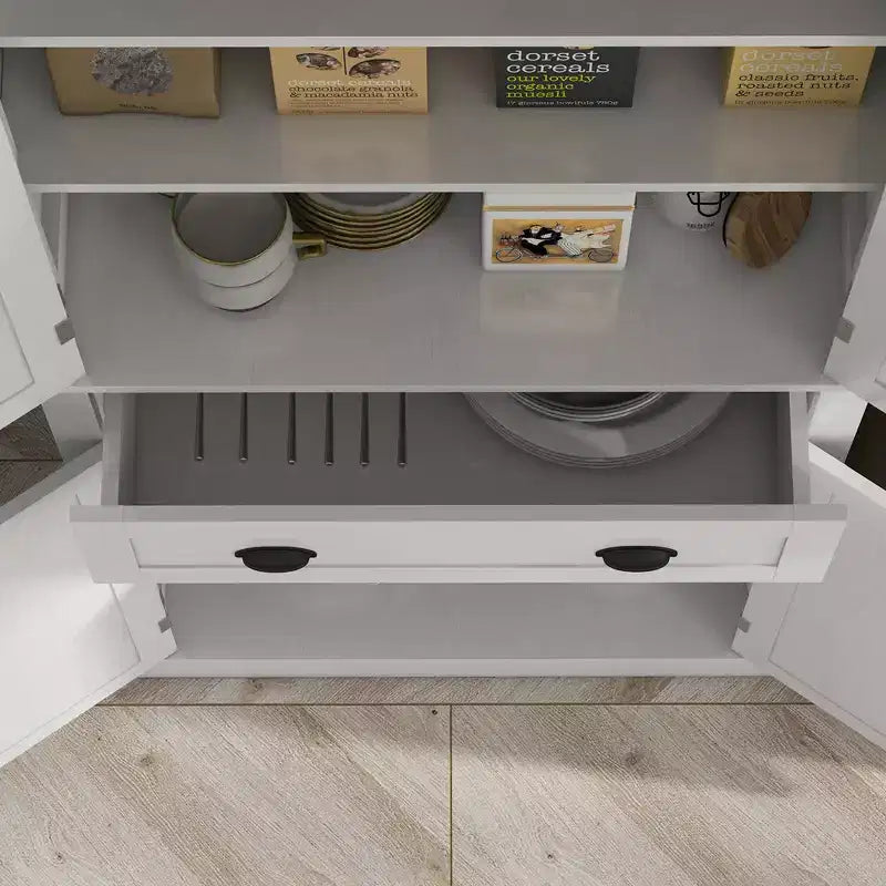 HOMCOM Dispensa da Cucina Tradizionale Autoportante 72" con 2 Armadietti, Cassetto e Ripiani Regolabili, Venatura del Legno Nera