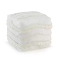 Sweet Jojo Designs Fabric Ottoman Pouf Cover Unstuffed Boho Fringe Ivory - Insert Not Included