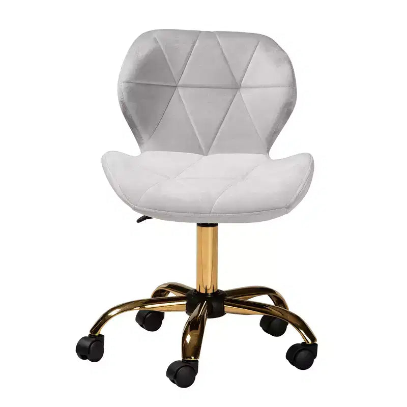 Sedia da ufficio girevole Baxton Studio Savara contemporanea, glam e lussuosa in tessuto velluto e metallo