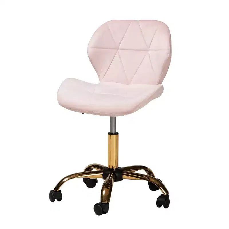 Sedia da ufficio girevole Baxton Studio Savara contemporanea, glam e lussuosa in tessuto velluto e metallo