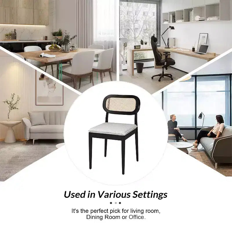 Sedia da pranzo Hartmut Modern Ratten con gambe in legno massello ART OF LIVING DESIGNS