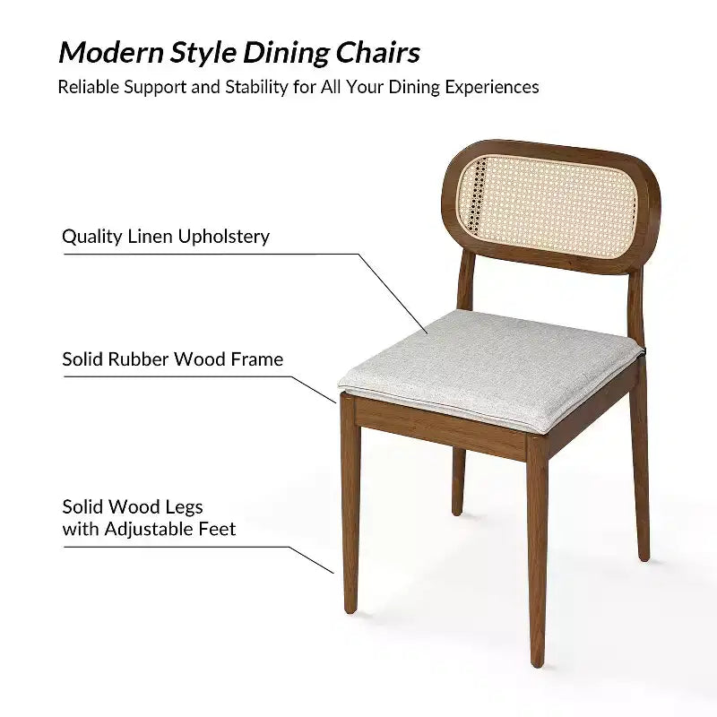 Sedia da pranzo Hartmut Modern Ratten con gambe in legno massello ART OF LIVING DESIGNS