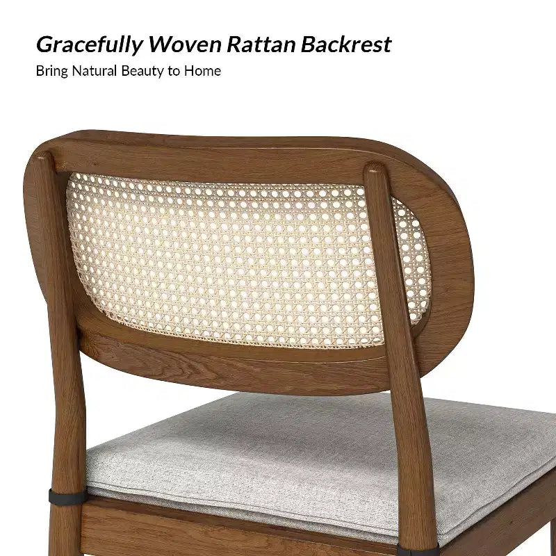 Sedia da pranzo Hartmut Modern Ratten con gambe in legno massello ART OF LIVING DESIGNS