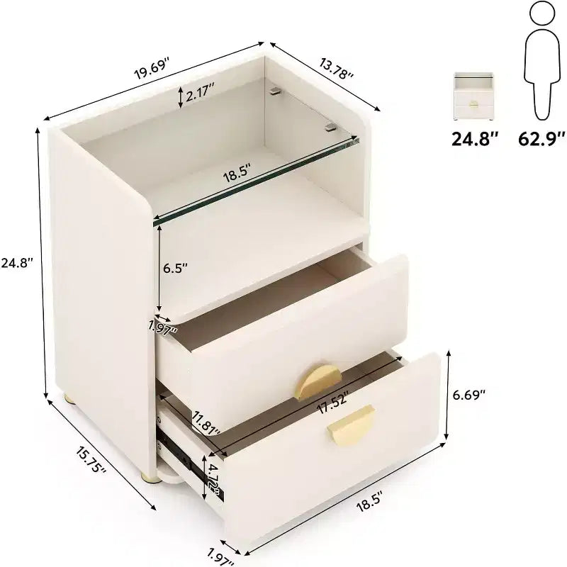 Comodino moderno a 2 cassetti Lantine