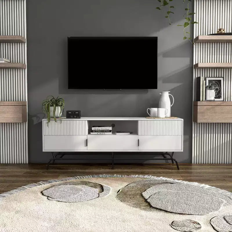 Mobile TV moderno a 3 cassetti miBasics Meadowgrove per televisori fino a 65" con armadietto