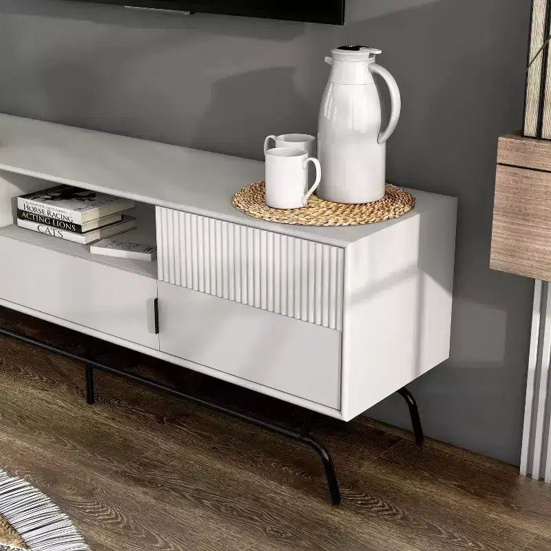 Mobile TV moderno a 3 cassetti miBasics Meadowgrove per televisori fino a 65" con armadietto