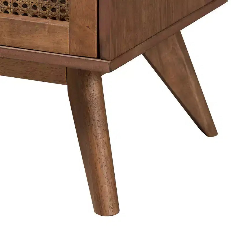 Set da camera da letto Baxton Studio Rina in legno di noce e rattan sintetico in stile Mid-Century Modern