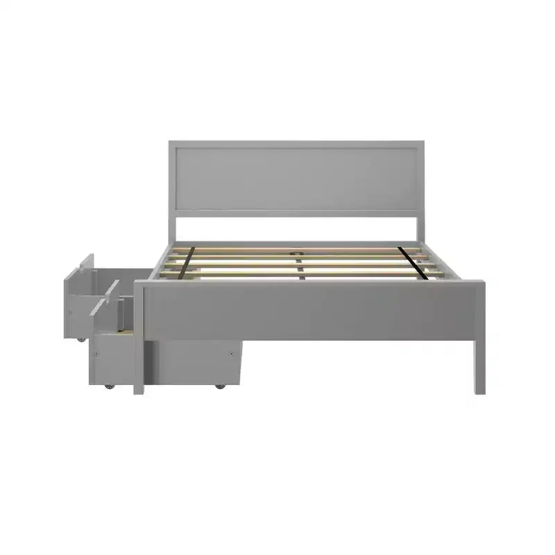 Telaio letto matrimoniale Max & Lily con cassetti contenitore, letto a piattaforma in legno massello per bambini