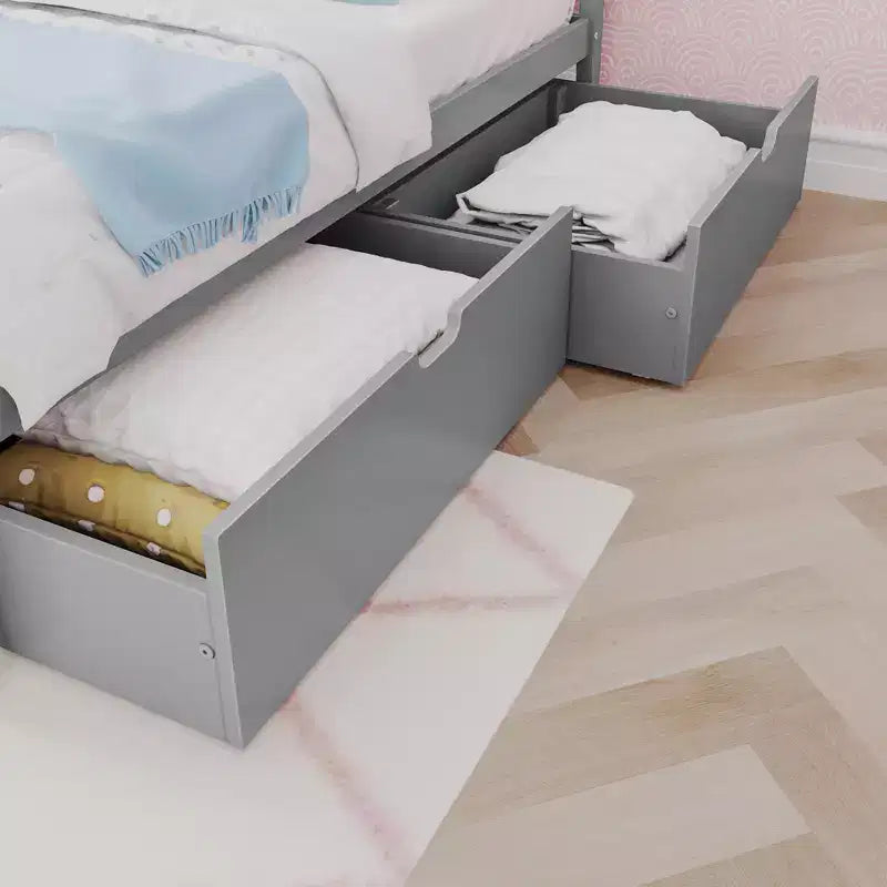 Telaio letto matrimoniale Max & Lily con cassetti contenitore, letto a piattaforma in legno massello per bambini