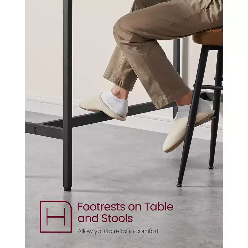 VASAGLE, Bancone Stretto e Lungo, Cucina Sala da Pranzo, Tavolo Alto da Pub, Robusta Struttura in Metallo, Design Industriale, 40 x 120 x 90 cm