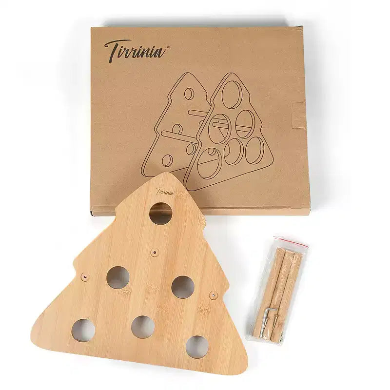 Tirrinia Portabottiglie da Vino a Forma di Albero di Natale in Bambù - Supporto Autoportante per 6 Bottiglie per Cucina, Bar e Conservazione Domestica