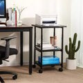 VASAGLE Industrial Printer Stand, 3-Tier Machine Cart with Wheels and Adjustable Table Top, Heavy Duty Storage Rack