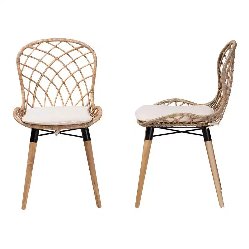 bali & pari Sabelle Set di Sedie da Pranzo Moderne Boheme in Rattan e Metallo