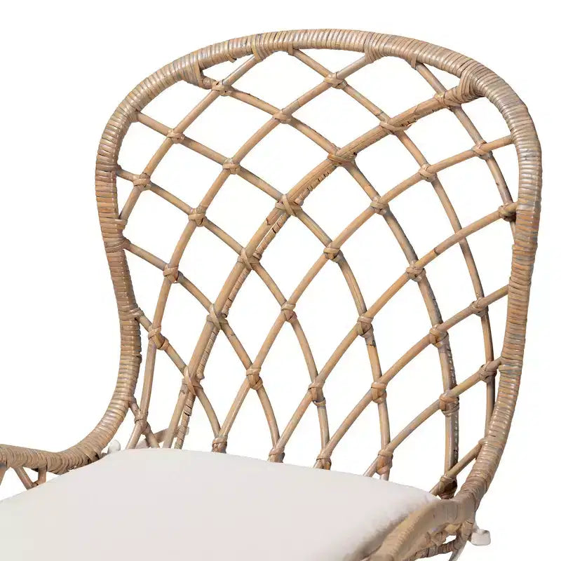 bali & pari Sabelle Set di Sedie da Pranzo Moderne Boheme in Rattan e Metallo