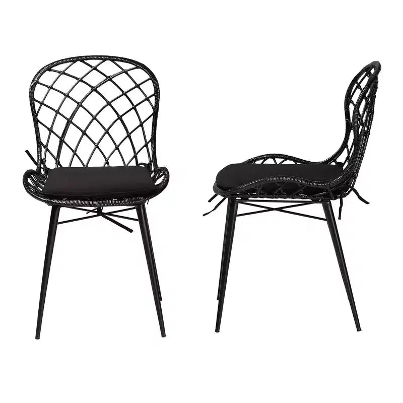 bali & pari Sabelle Set di Sedie da Pranzo Moderne Boheme in Rattan e Metallo