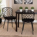 bali & pari Sabelle Modern Bohemian Rattan and Metal Dining Chair Set