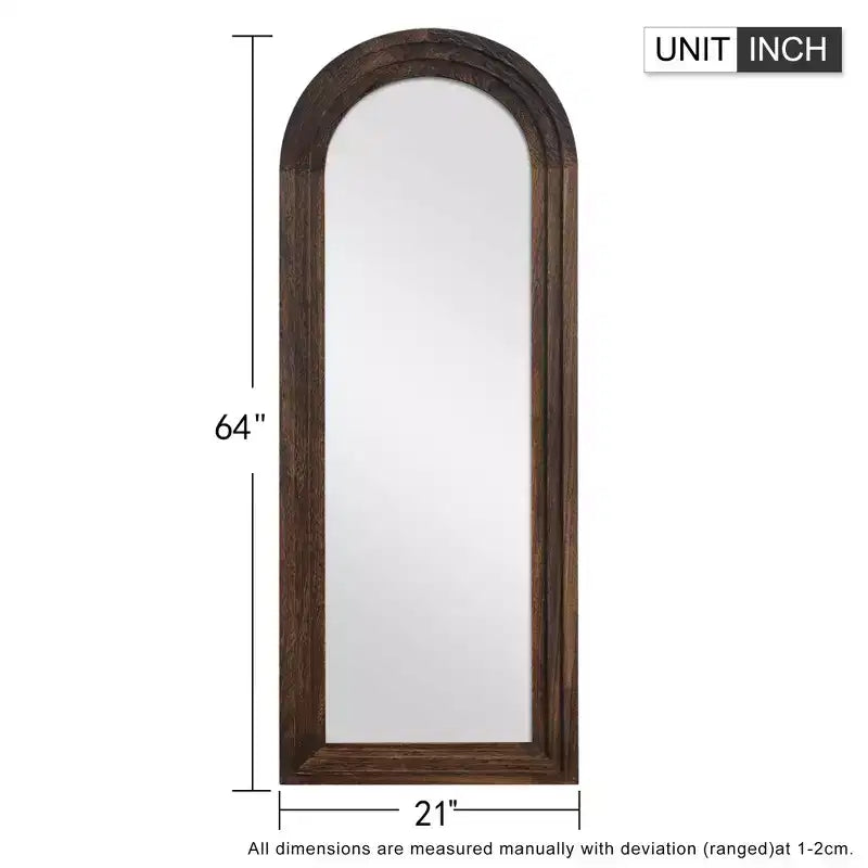 Dovelina Specchio a figura intera con cornice in legno ad arco, da appoggio