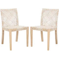 Tyria Leather Dining Chair (Set of 2) - DCH1203 - White/Natural - Safavieh