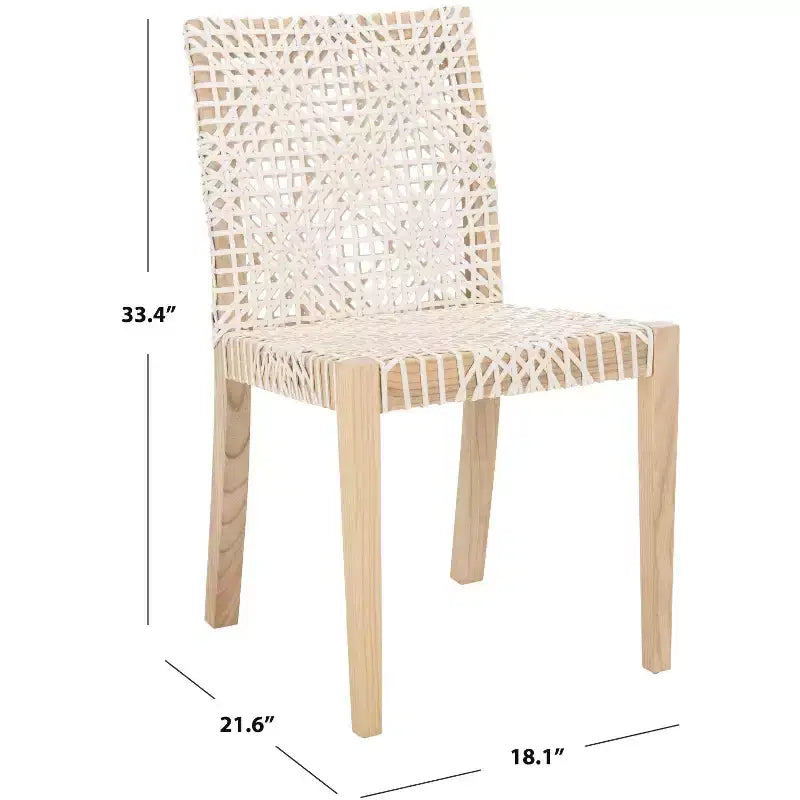Sedia da pranzo in pelle Tyria (Set di 2) - DCH1203 - Bianco/Naturale - Safavieh