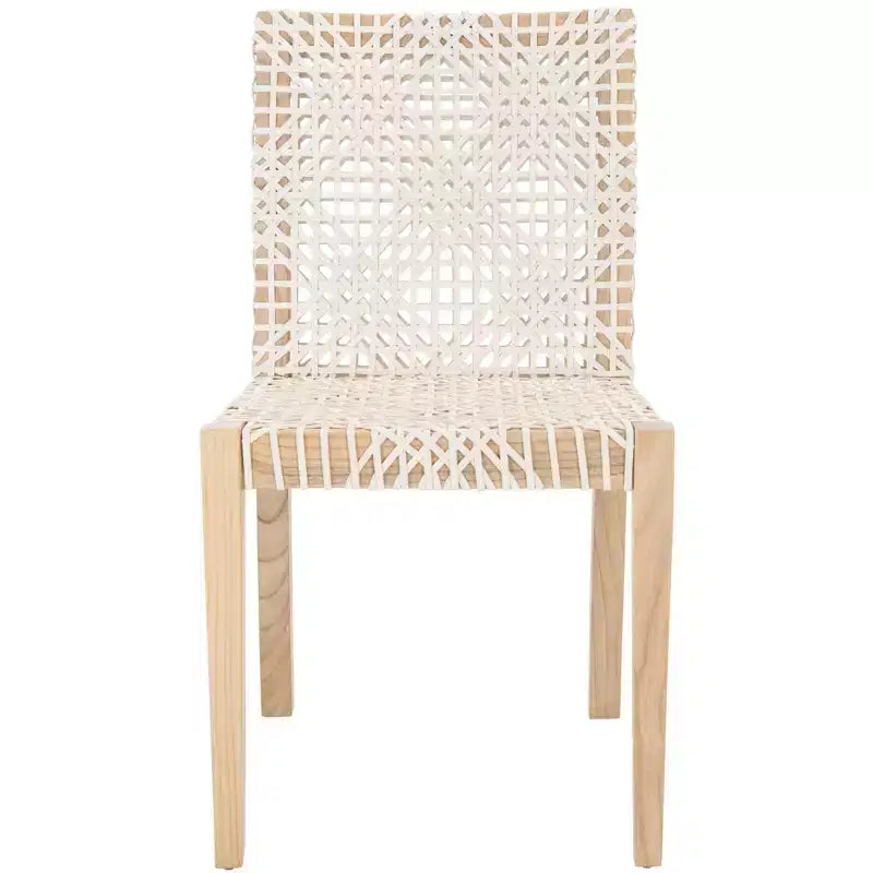 Sedia da pranzo in pelle Tyria (Set di 2) - DCH1203 - Bianco/Naturale - Safavieh
