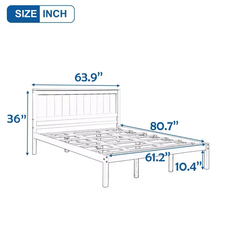 ModernLuxe - Struttura letto a piattaforma in legno matrimoniale/queen/king size con testiera 4W