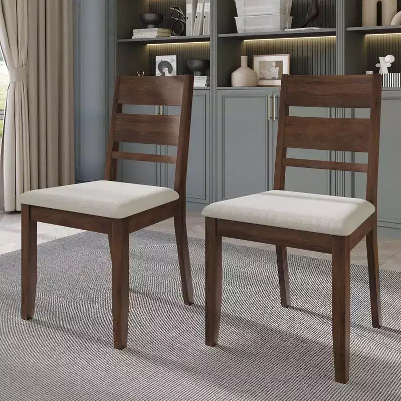 Sedia da pranzo in legno ChaletPosh con rivestimento grigio caldo (set da 2)