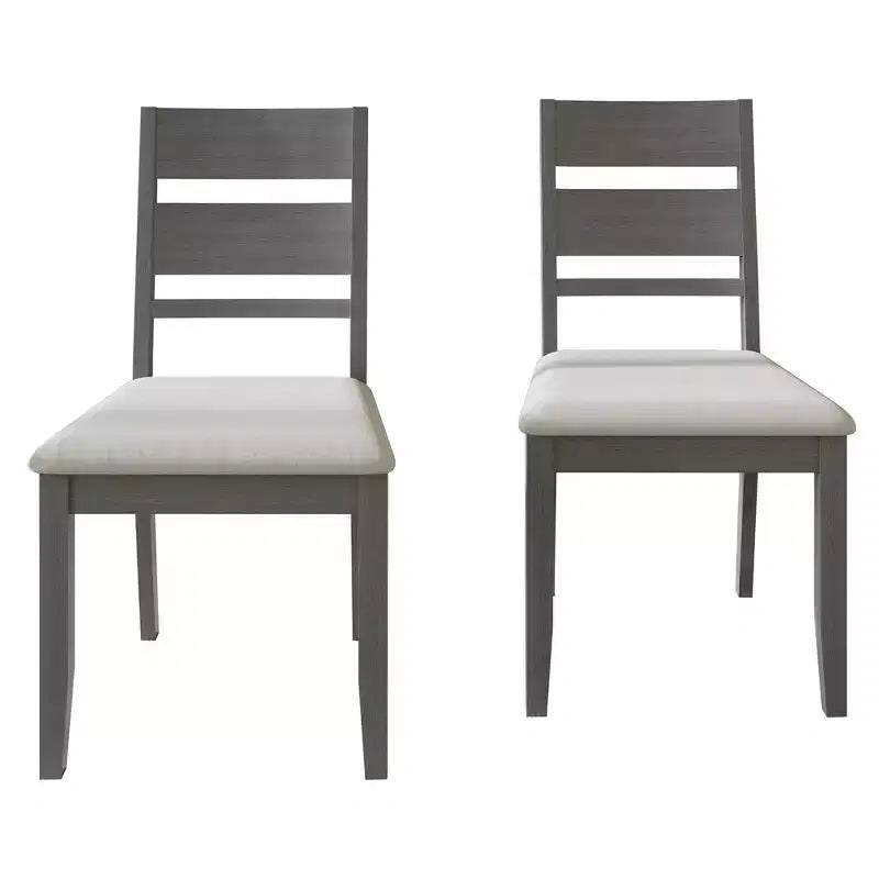 Sedia da pranzo in legno ChaletPosh con rivestimento grigio caldo (set da 2)