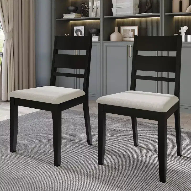 Sedia da pranzo in legno ChaletPosh con rivestimento grigio caldo (set da 2)